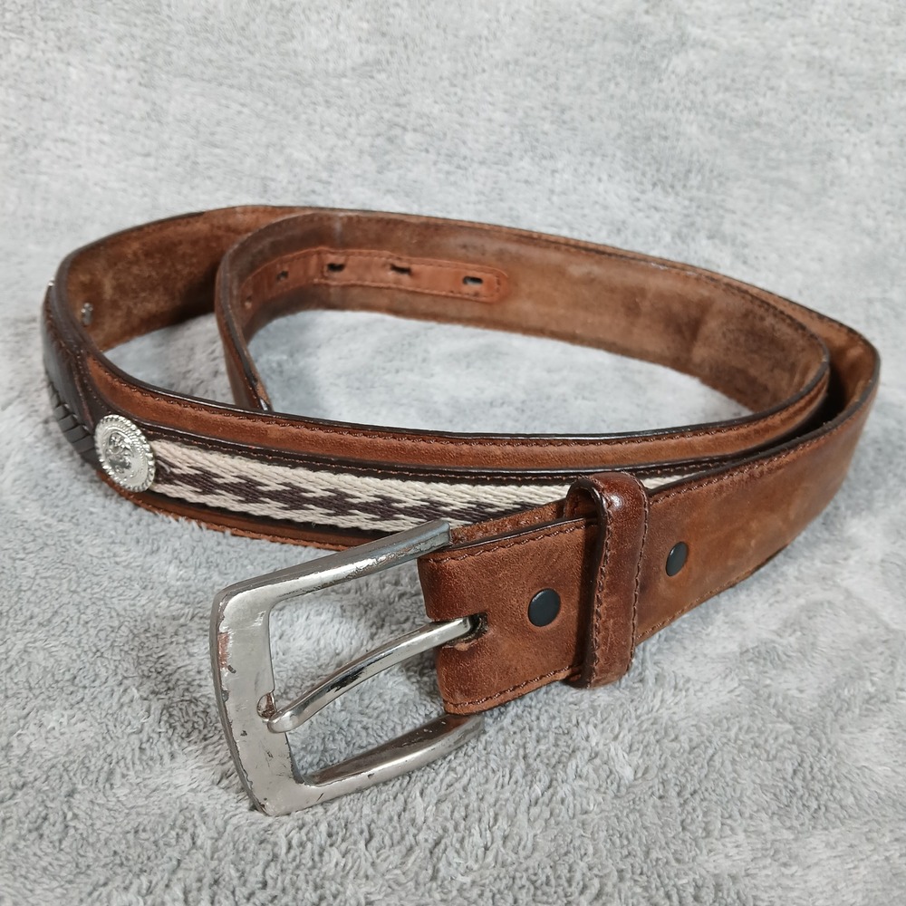 Vintage Tony Lama Western Belt Mens 38 Brown Horsehair Braided Leather Cowboy